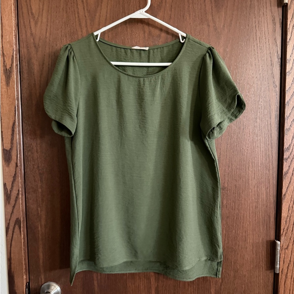 Olive Green Short Sleeve Women's Top